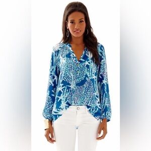Lilly Pulitzer Blue and White Blouse